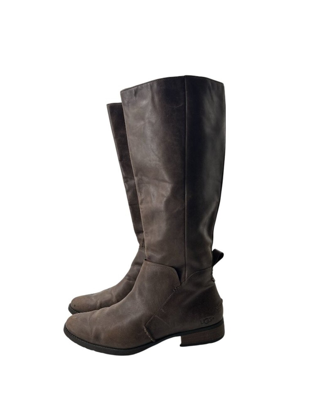 UGG Women's Leigh Leather Riding Boots Womens Size 10 Knee-High Dark Brown